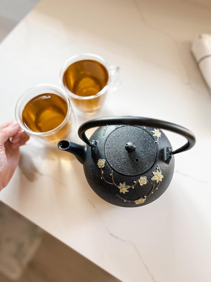 Ja By Frieling - Hama 34 fl. oz. Black/Yellow Cast Iron Teapot & Cast Iron Trivet with Stainless Steel Infuser - J25619