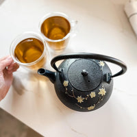 Ja By Frieling - Hama 34 fl. oz. Black/Yellow Cast Iron Teapot & Cast Iron Trivet with Stainless Steel Infuser - J25619