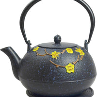 Ja By Frieling - Hama 34 fl. oz. Black/Yellow Cast Iron Teapot & Cast Iron Trivet with Stainless Steel Infuser - J25619