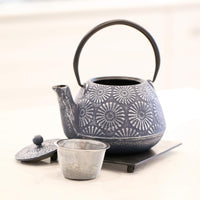 Ja By Frieling - Hani 40 Ounce Blue/Silver Cast Iron Teapot with Stainless Steel Infuser - J25481