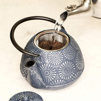 Ja By Frieling - Hani 40 Ounce Blue/Silver Cast Iron Teapot with Stainless Steel Infuser - J25481