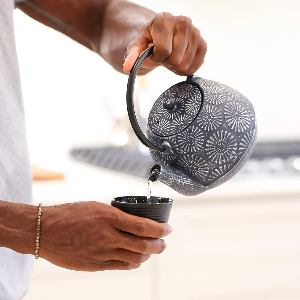 Ja By Frieling - Hani 40 Ounce Blue/Silver Cast Iron Teapot with Stainless Steel Infuser - J25481