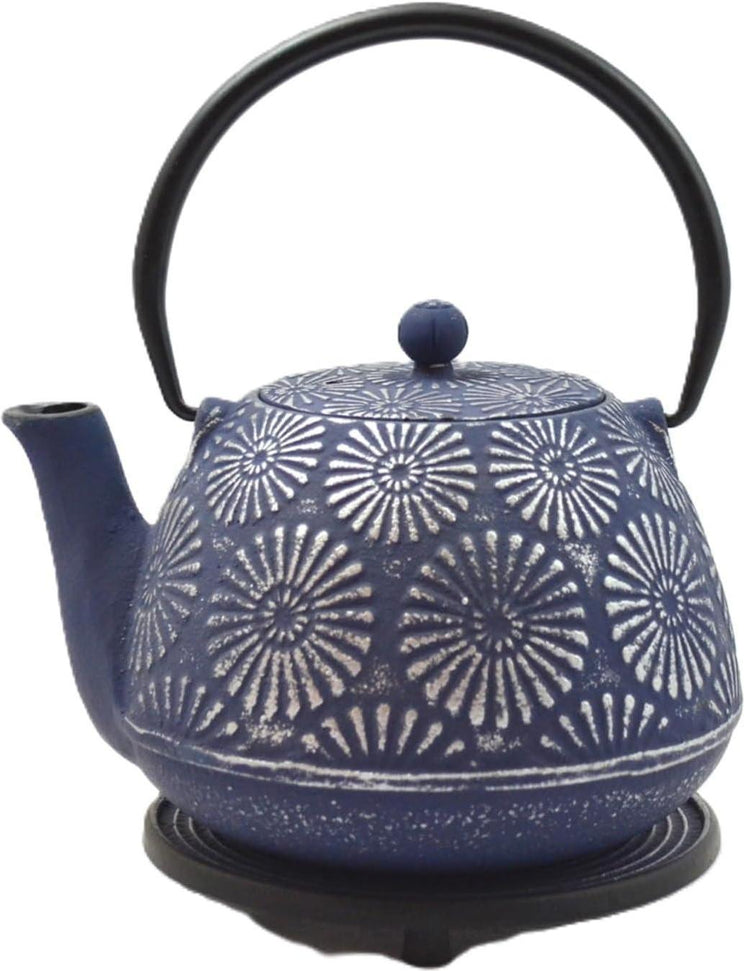 Ja By Frieling - Hani 40 Ounce Blue/Silver Cast Iron Teapot with Stainless Steel Infuser - J25481