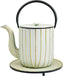 Ja By Frieling - Mariage 34 Oz White & Gold Cast Iron Teapot & Trivet with Stainless Steel Infuser - J25726