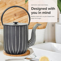 Ja By Frieling - Mariage 34 fl. oz. Black/Silver Cast Iron Teapot & Trivet with Stainless Steel Tea Infuser - J25669