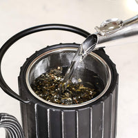 Ja By Frieling - Mariage 34 fl. oz. Black/Silver Cast Iron Teapot & Trivet with Stainless Steel Tea Infuser - J25669