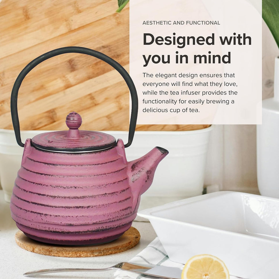 Ja By Frieling - Nabe 17 Oz Lavender Cast Iron Teapot with Stainless Steel Infuser - J25137