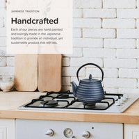 Ja By Frieling - Tebie Classic 27 Ounce Blue/Silver Cast Iron Teapot with Stainless Steel Infuser - J25884