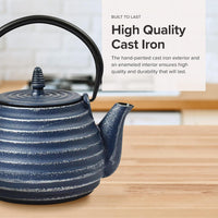 Ja By Frieling - Tebie Classic 27 Ounce Blue/Silver Cast Iron Teapot with Stainless Steel Infuser - J25884