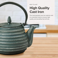 Ja By Frieling - Tebie Classic 27 Ounce Green/Silver Cast Iron Teapot with Stainless Steel Infuser - J25885