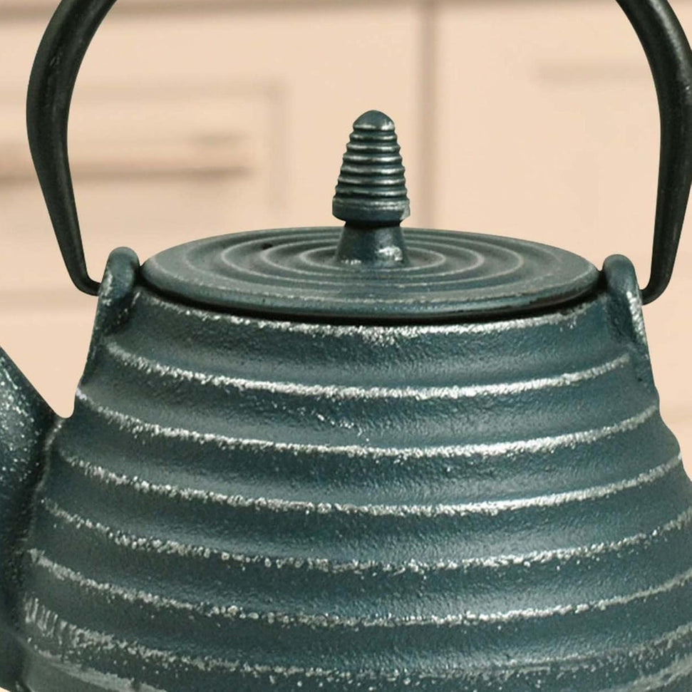 Ja By Frieling - Tebie Classic 27 Ounce Green/Silver Cast Iron Teapot with Stainless Steel Infuser - J25885