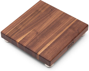 John Boos - 12" x 12" x 1.5" Gift Collection Walnut Cutting Board with Stainless Steel Feet- WAL-12SS