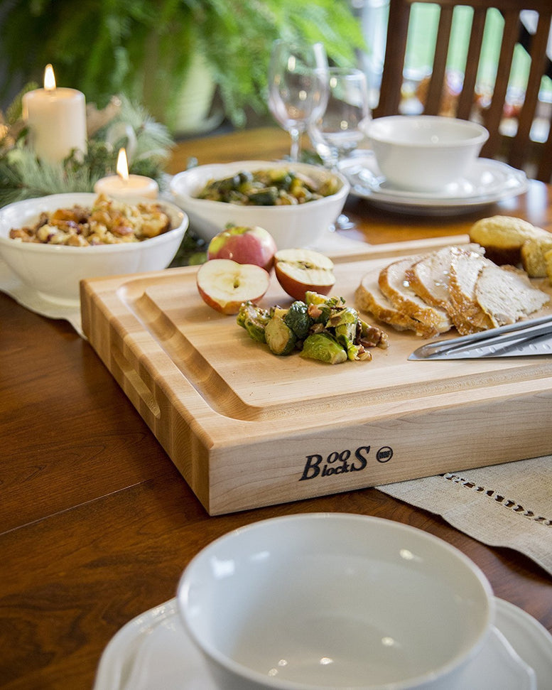 John Boos - 20" x 15" x 2.25" Reversible Maple Cutting Board with Juice Moat - RA02GRV