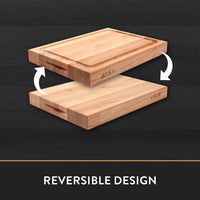 John Boos - 20" x 15" x 2.25" Reversible Maple Cutting Board with Juice Moat - RA02GRV