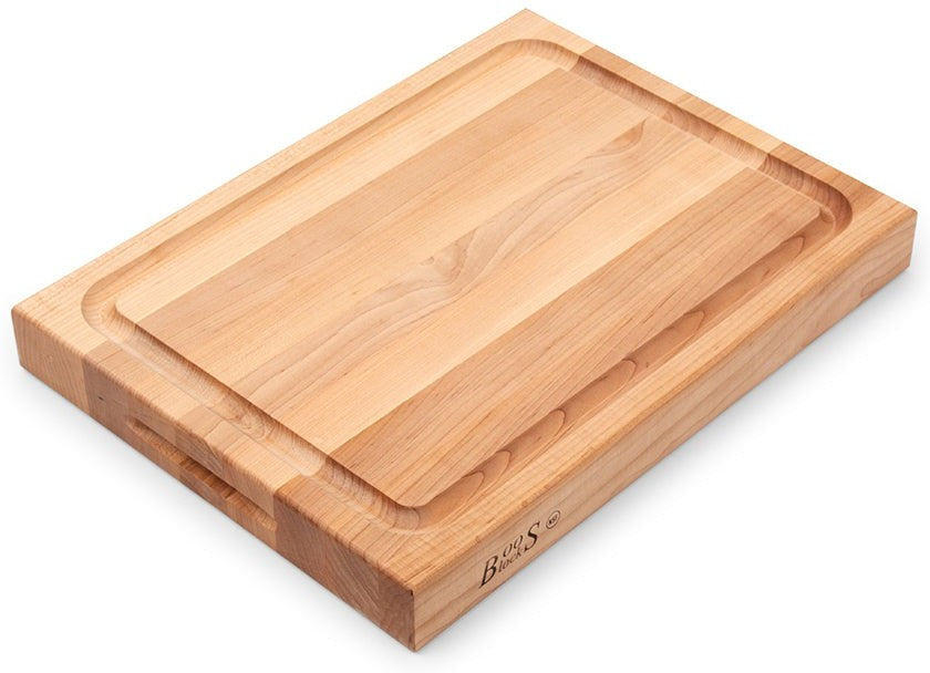 John Boos - 20" x 15" x 2.25" Reversible Maple Cutting Board with Juice Moat - RA02GRV