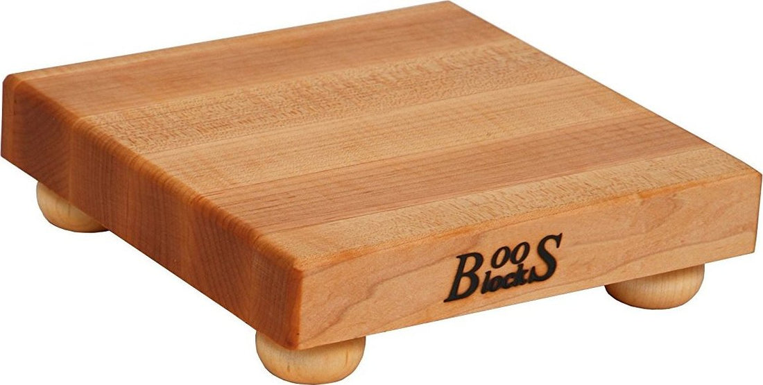 John Boos - 9" x 9" x 1.5" Maple Cutting Board with Wood Bun Feet - B9S