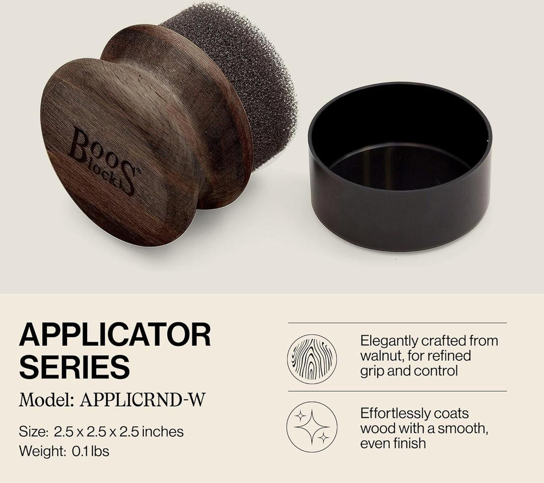 John Boos - Oil & Cream Round Applicator, Walnut Wood Colour - APPLICRND-W