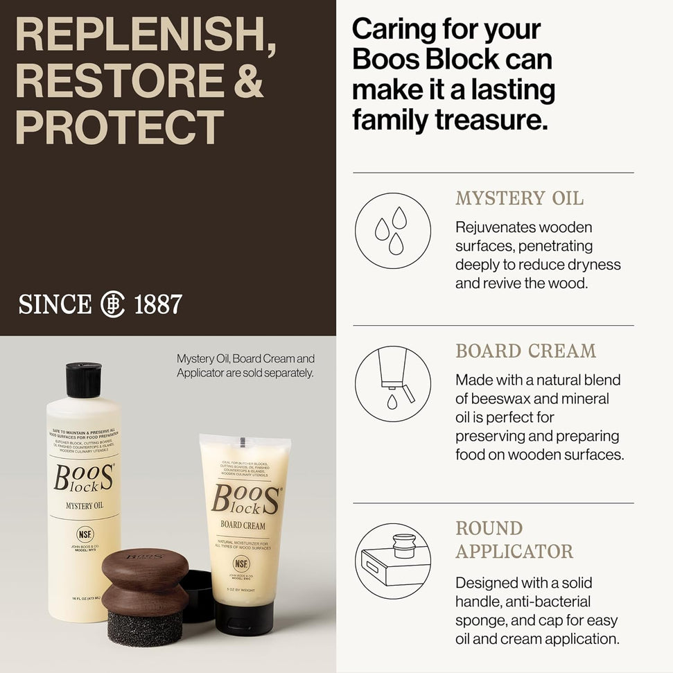 John Boos - Oil & Cream Round Applicator, Walnut Wood Colour - APPLICRND-W