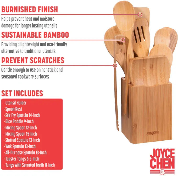 Joyce Chen - 11 Piece Burnished Bamboo Utensil Set - JCK006