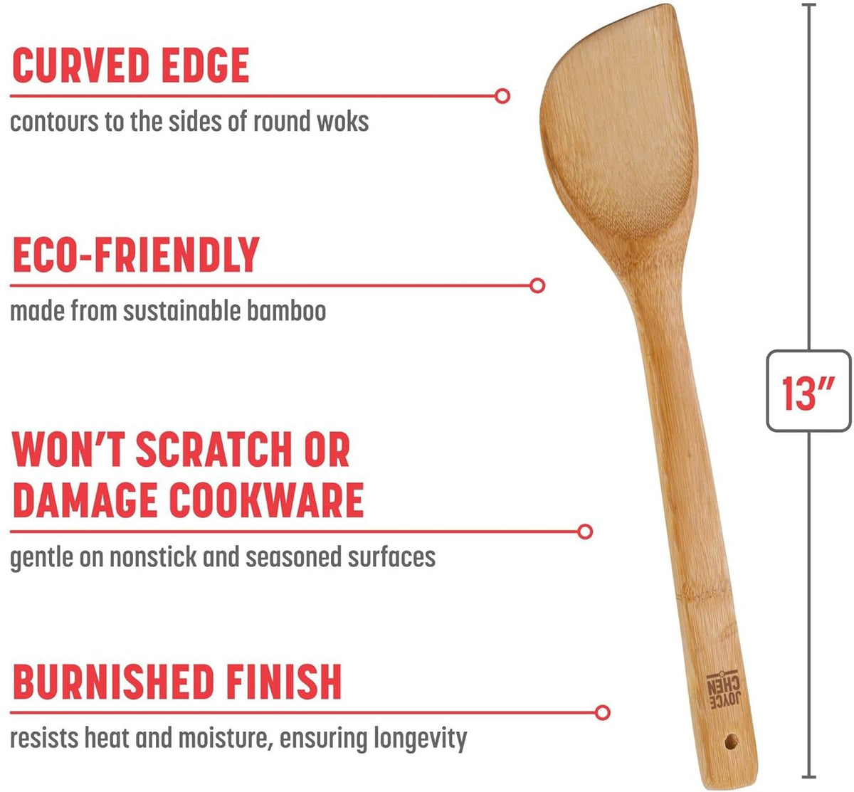 Joyce Chen - 13" Burnished Bamboo Wok Spatula - J33-2014