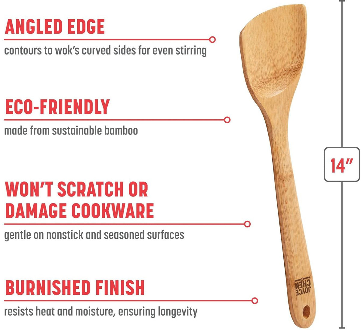 Joyce Chen - 14" Burnished Bamboo Stir Fry Spatula - J33-2048
