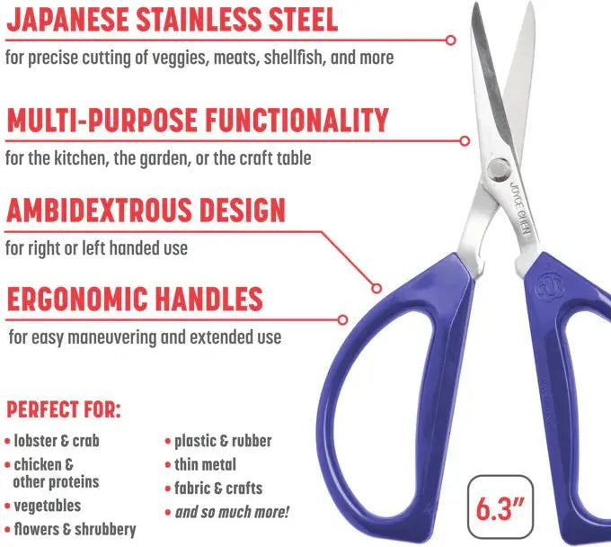 Joyce Chen - 6.3" Original Unlimited Kitchen Scissors with Blue Handles, Pack of 2 - KCHZ09008