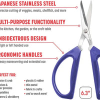 Joyce Chen - 6.3" Original Unlimited Kitchen Scissors with Blue Handles, Pack of 2 - KCHZ09008