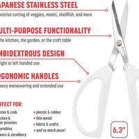 Joyce Chen - 6.3" Original Unlimited Kitchen Scissors with White Handles, Pack of 2 - KCHZ09009