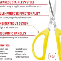 Joyce Chen - 6.3" Original Unlimited Kitchen Scissors with Yellow Handles, Pack of 2 - KCHZ09007