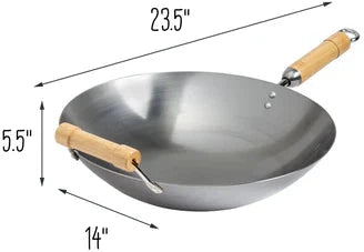 Joyce Chen - Classic Series 14" Round Bottom Carbon Steel Wok With Birch Handles - J20-1140