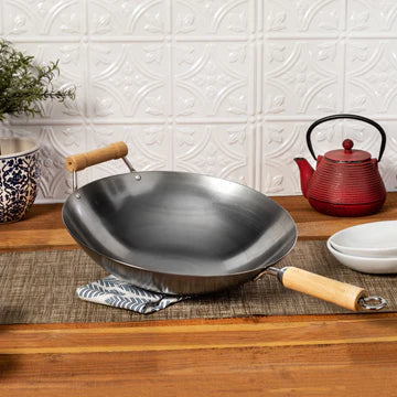 Joyce Chen - Classic Series 14" Round Bottom Carbon Steel Wok With Birch Handles - J20-1140