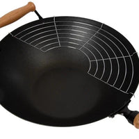 Joyce Chen - Professional Series 14" Excalibur Nonstick Flat Bottom Wok Set With Lid and Maple Handles - J22-9938