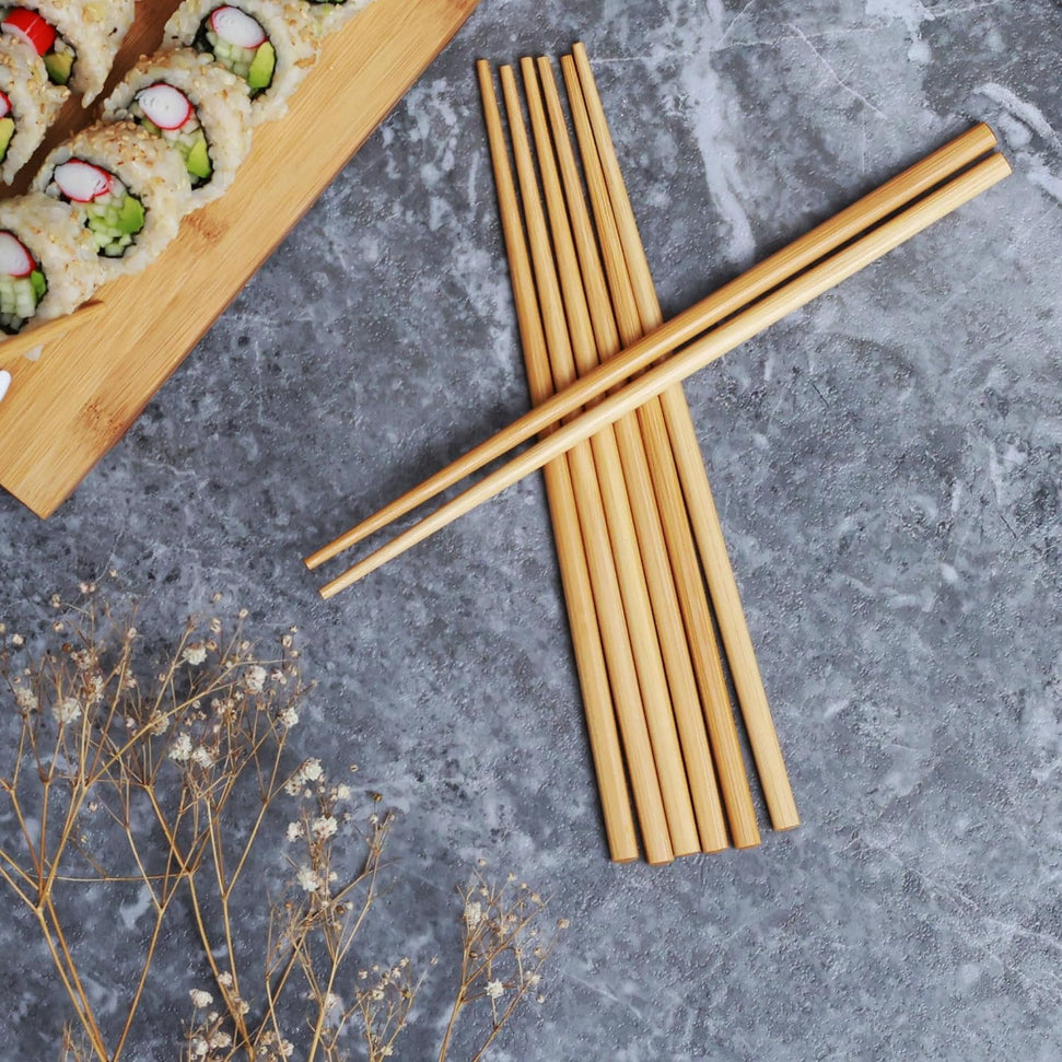 Joyce Chen - Reusable Burnished Bamboo Chopsticks, Pack of 5 Pair - J30-0041