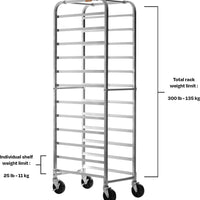 Julien - Rosko 16'' 12 Pan Rack, 5" Spacing, Aluminum - RO-RACK-1216-ALU
