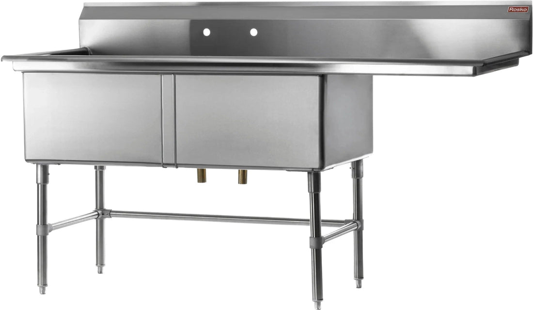 Julien - Rosko 18" x 18" Double-Bowl Sink, Right and Left Drainboards, Stainless Steel - RO-SD-1818-LR18