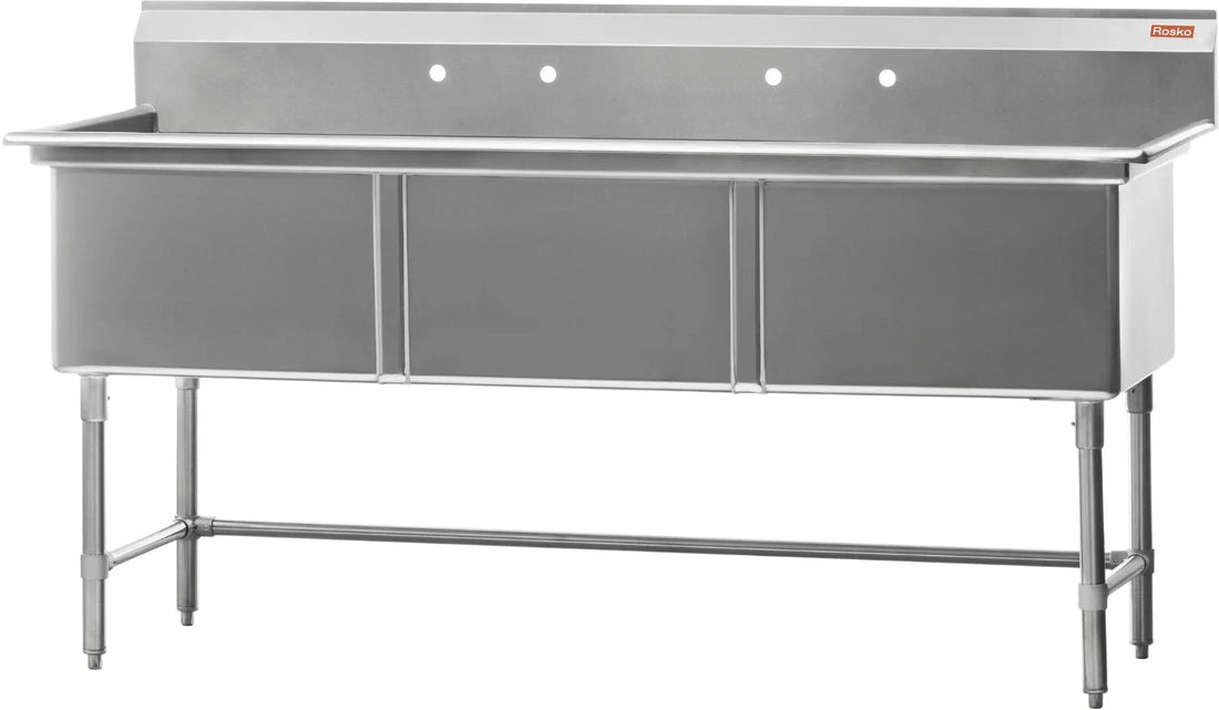Julien - Rosko 24" x 24" Triple-Bowl Sink, Stainless Steel - RO-ST-2424