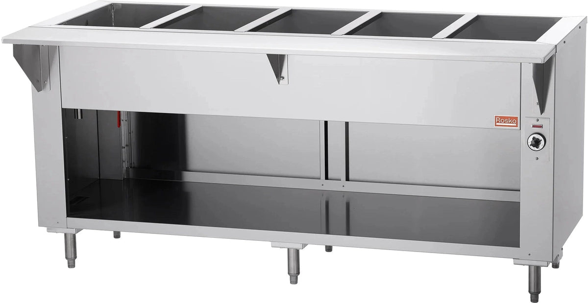 Julien - Rosko 72" Electric Floor Steam Table, 5000 W, 208 V - RO-STFE-72-1