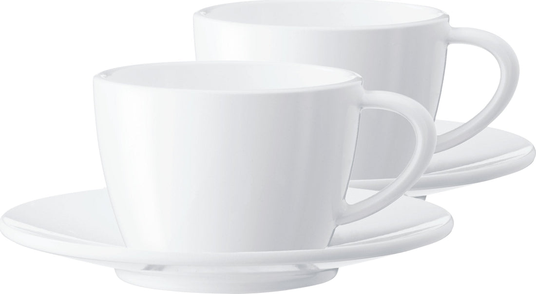 Jura - 2 PC White Cappuccino Cups & Saucers - 66501