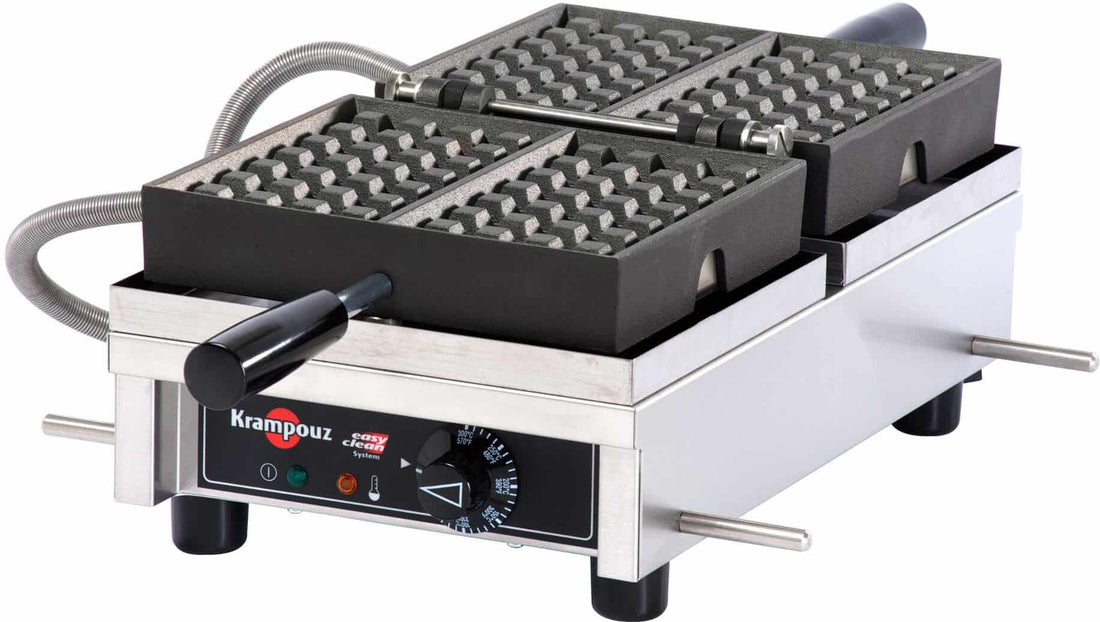 KRAMPOUZ - 4" x 7", 120 V Single Liège Waffle Maker, 180° Opening - WECDHAAS
