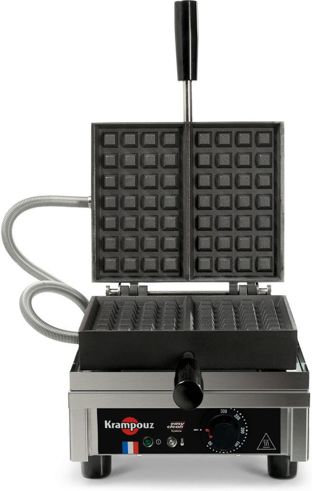 KRAMPOUZ - 4" x 7", 120 V Single Liège Waffle Maker, 90° Opening - WECCHCAS
