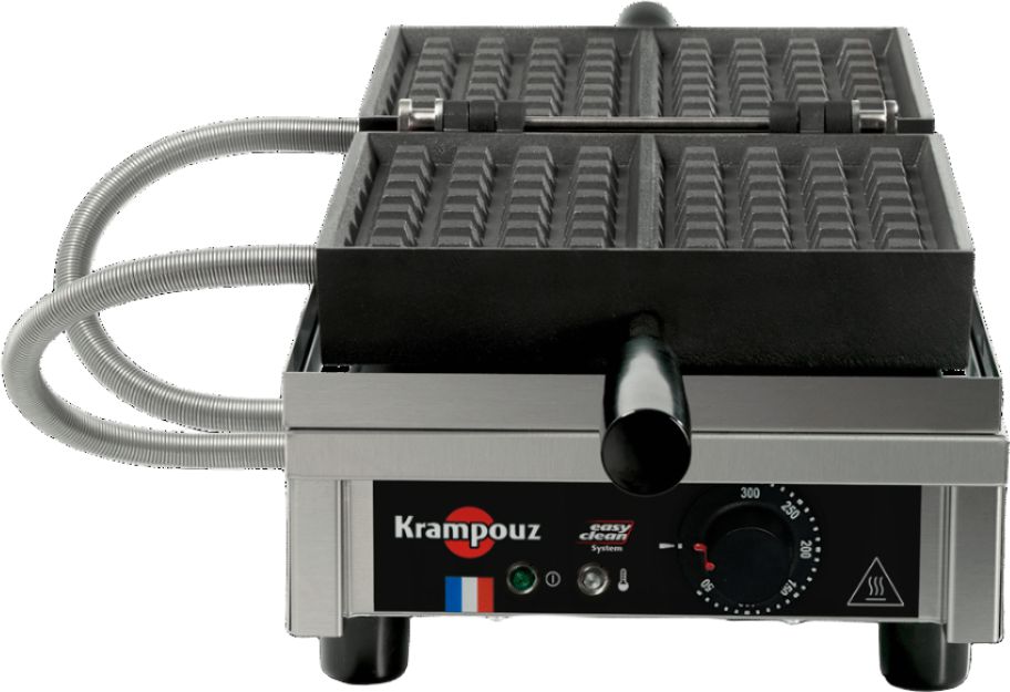 KRAMPOUZ - 4" x 7", 240 V Single Liège Waffle Maker, 180° Opening - WECDHAAT