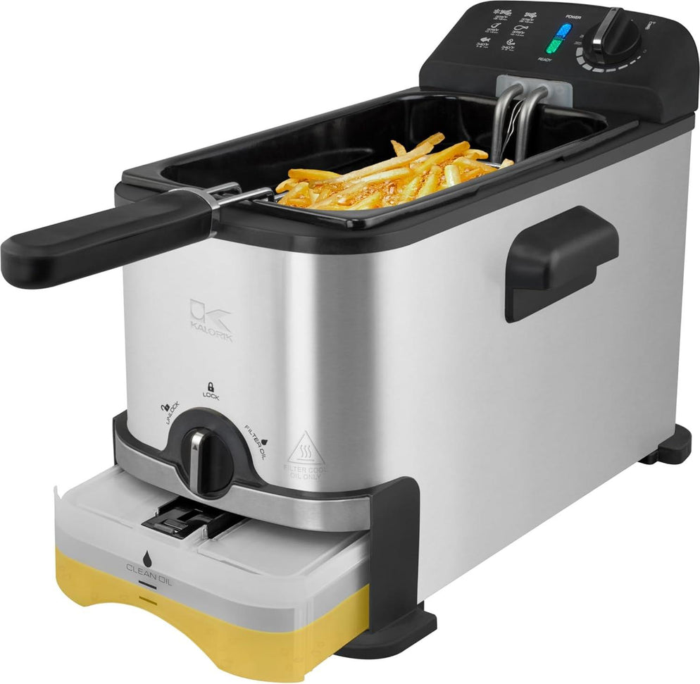 Kalorik - 3 L Stainless Steel Deep Fryer with Oil Filtration - FT43721BK