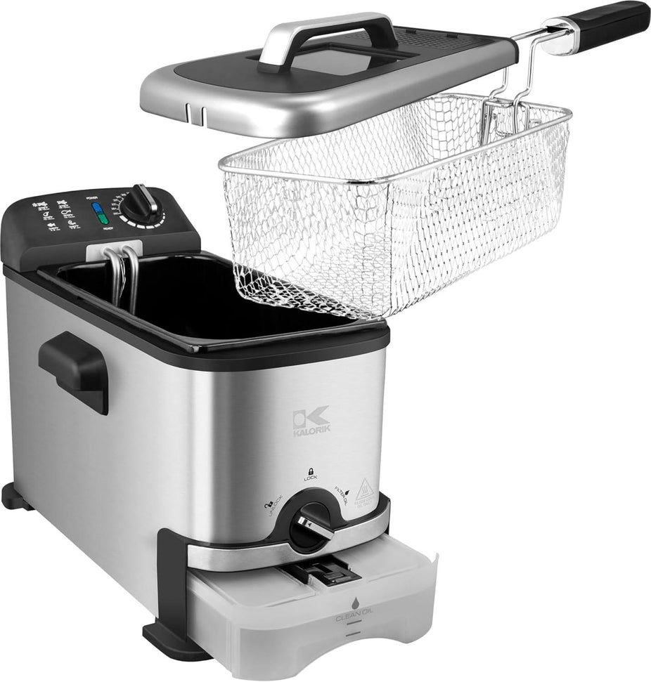 Kalorik - 3 L Stainless Steel Deep Fryer with Oil Filtration - FT43721BK