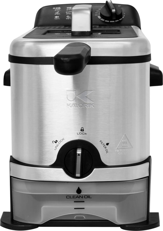Kalorik - 3 L Stainless Steel Deep Fryer with Oil Filtration - FT43721BK