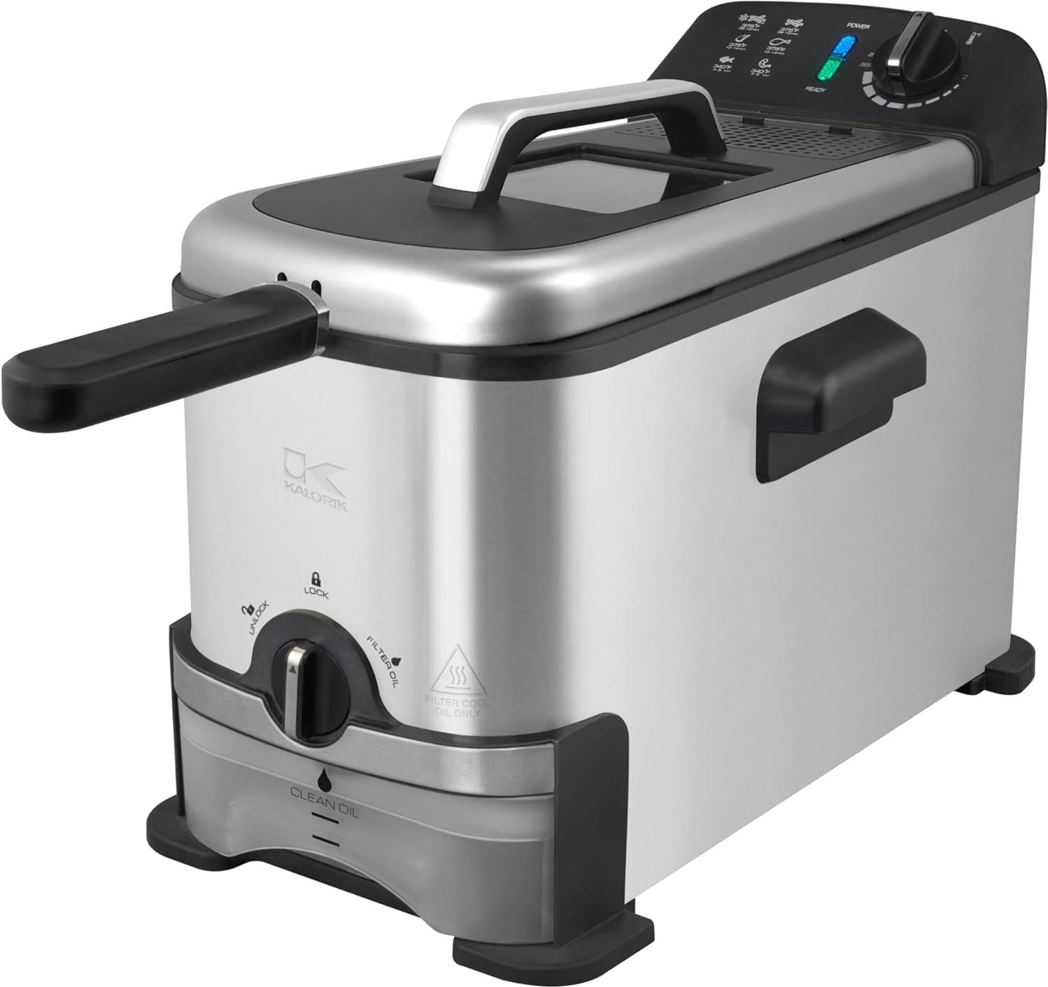 Kalorik - 3 L Stainless Steel Deep Fryer with Oil Filtration - FT43721BK