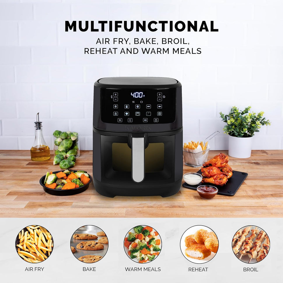 Kalorik - 7 QT Black Platic Touchscreen Air Fryer with Window - FT52324BK