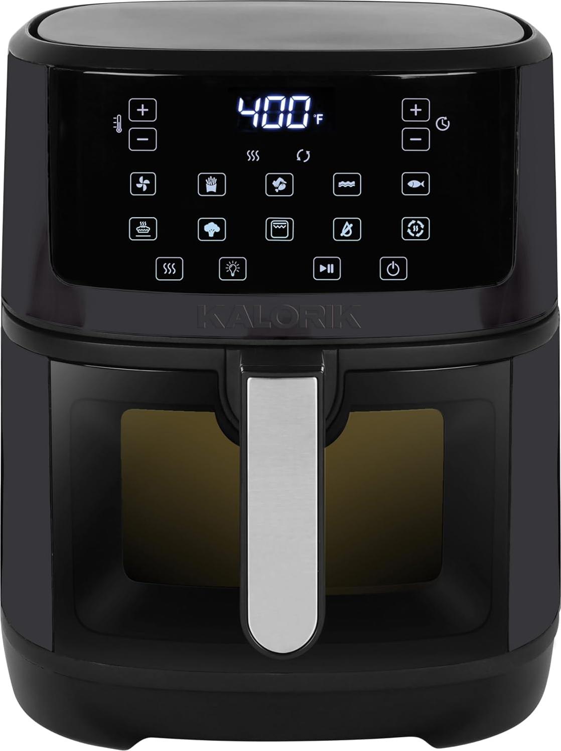 Kalorik - 7 QT Black Platic Touchscreen Air Fryer with Window - FT52324BK
