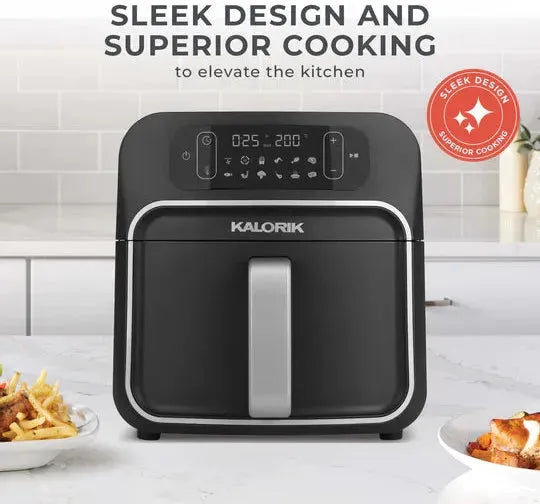 Kalorik - Designer Series 8 QT Black and Silver Air Fryer with Window - FT52790BKS13