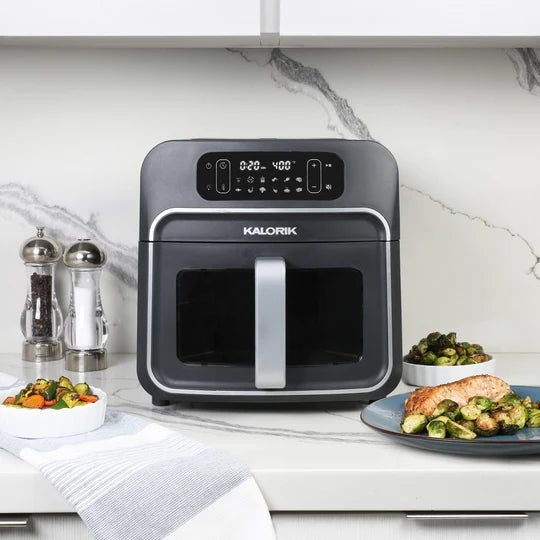Kalorik - Designer Series 8 QT Black and Silver Air Fryer with Window - FT52790BKS13