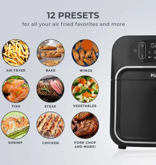 Kalorik - Designer Series 8 QT Black and Silver Air Fryer with Window - FT52790BKS13